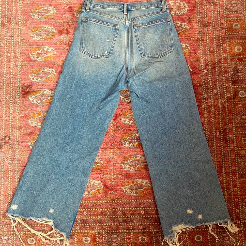 Light Wash High Rise Cropped Wide Leg